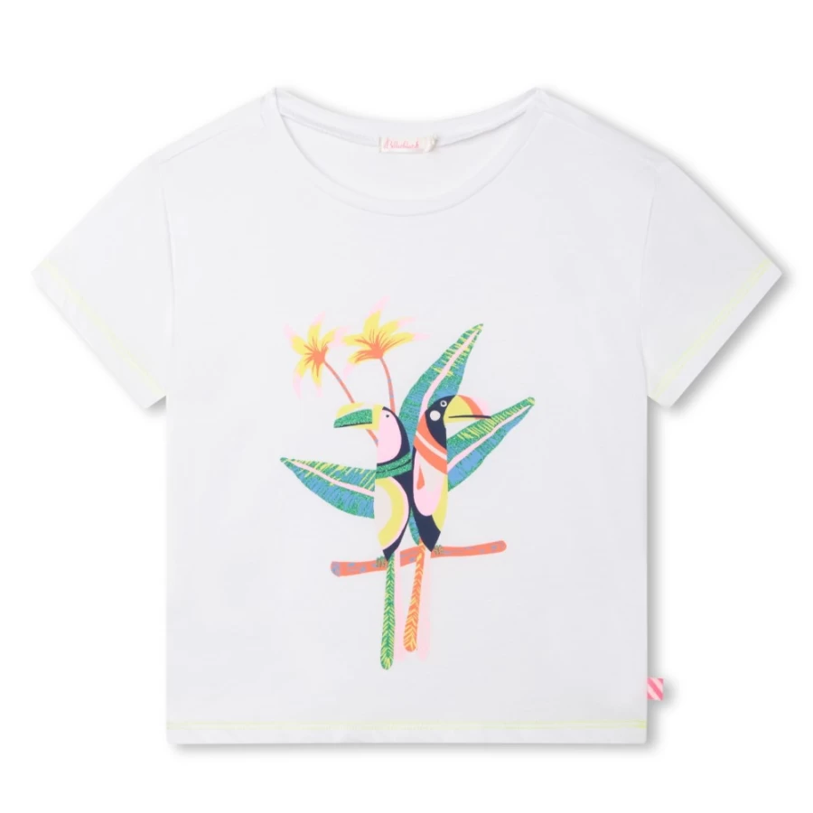 BILLIEBLUSH Girls' White Short-Sleeved T-Shirt for Kids - Comfortable Cotton Top