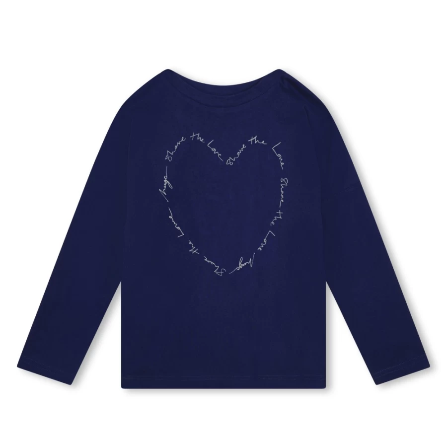 HUGO Girls Medieval Blue Long-Sleeved T-Shirt for Comfort & Style