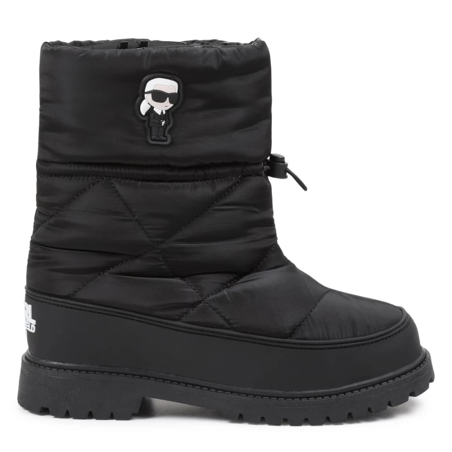KARL LAGERFELD KIDS Girls Black Quilted Boots for Winter Fashion