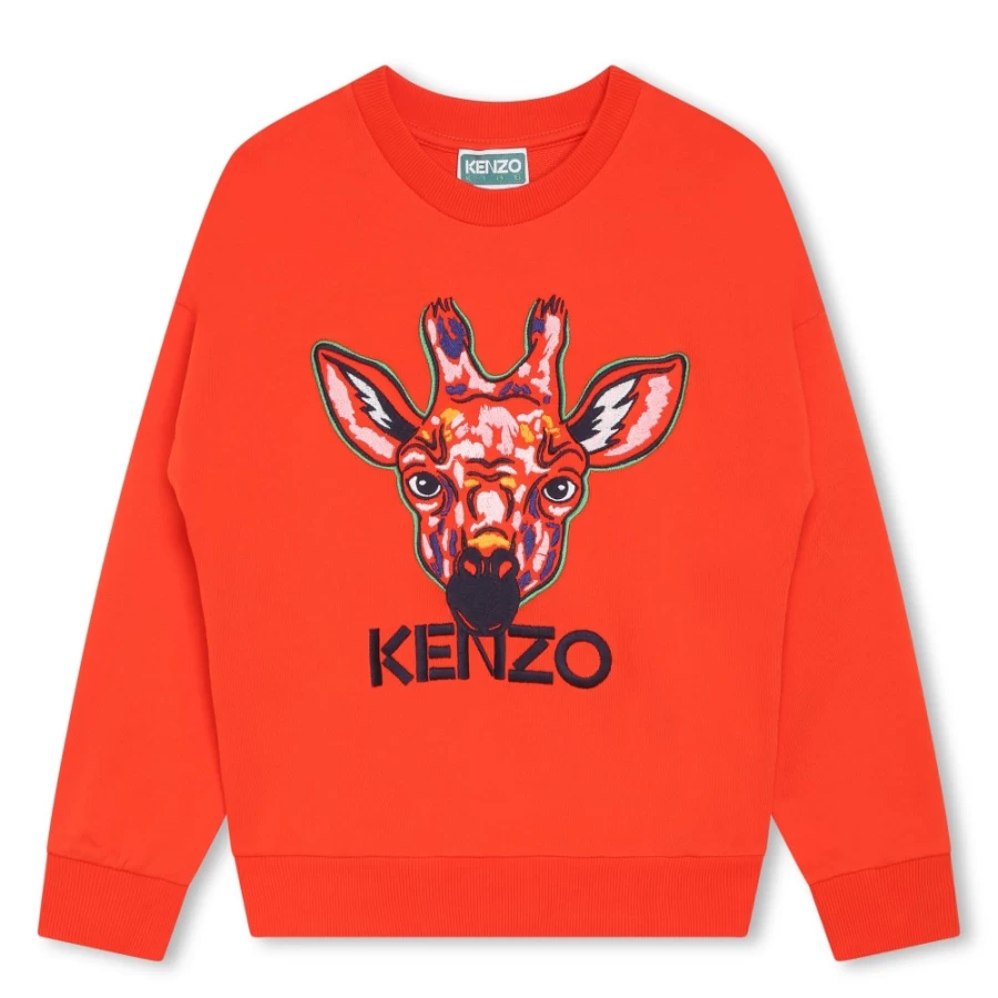 KENZO KIDS Girls' Cotton Fleece Sweatshirt in Poppy - Soft & Comfortable Pullover
