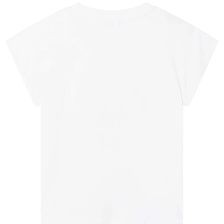 DKNY Girls' White Short-Sleeved Cotton T-Shirt for Casual Wear