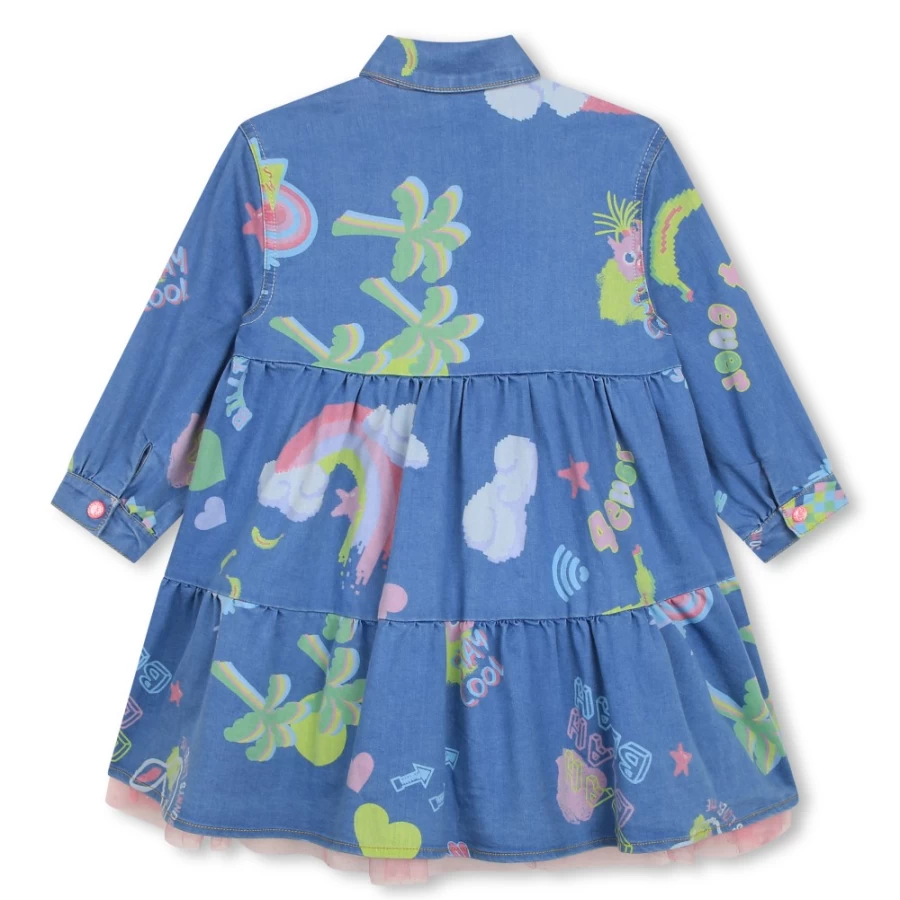BILLIEBLUSH Denim Blue Denim Dress With Petticoat for Girls
