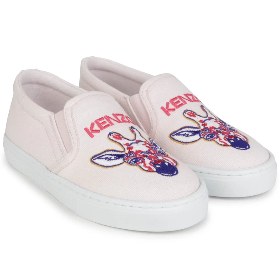 KENZO KIDS Girls Pink Elasticated Canvas Trainers - Comfortable Sneakers for Kids