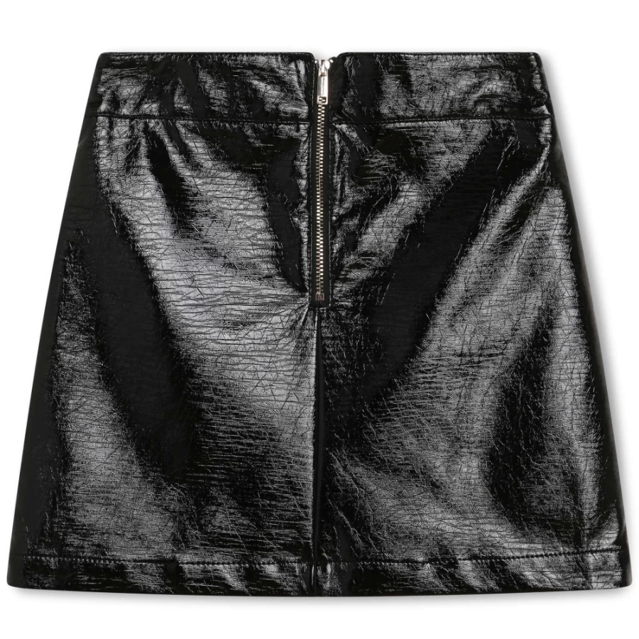 MICHAEL KORS Black Coated Zip-Up Skirt for Girls
