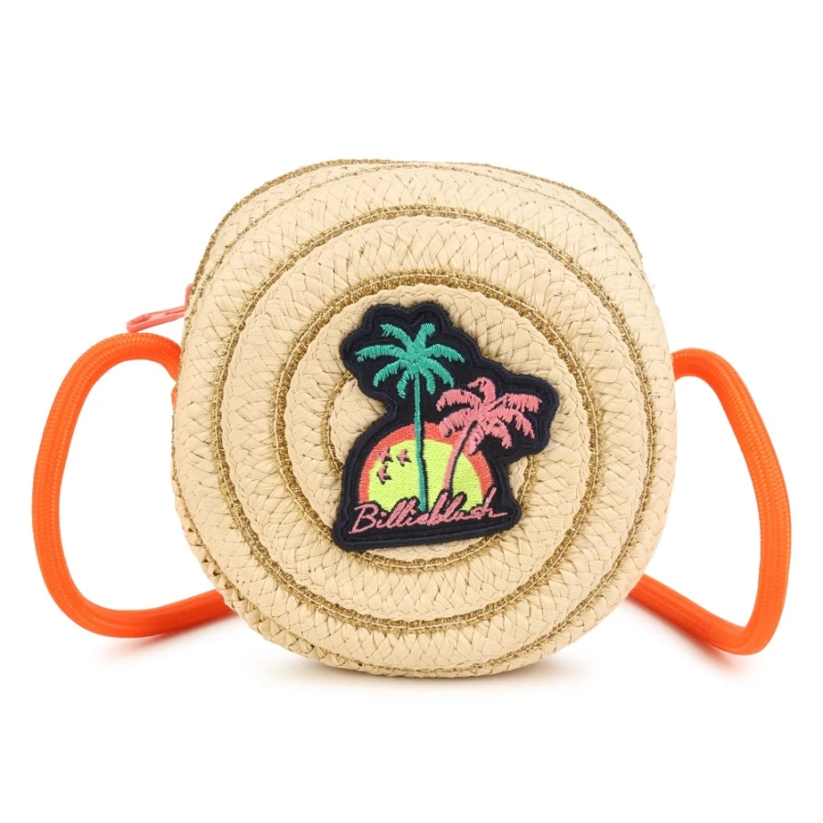 BILLIEBLUSH Round Apricot Palm-Tree Bag for Girls - Boho Beach Handbag