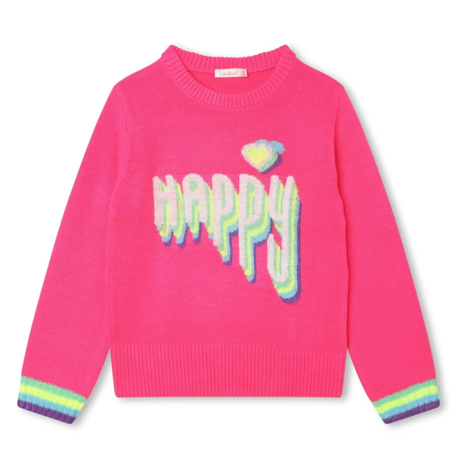 BILLIEBLUSH Pink Tricot Jumper for Girls - Soft Knit Sweater