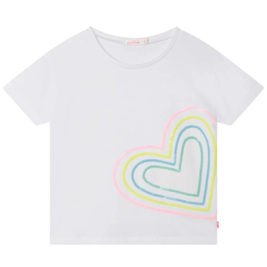 BILLIEBLUSH Girls' White Short-Sleeved T-Shirt for Casual Wear