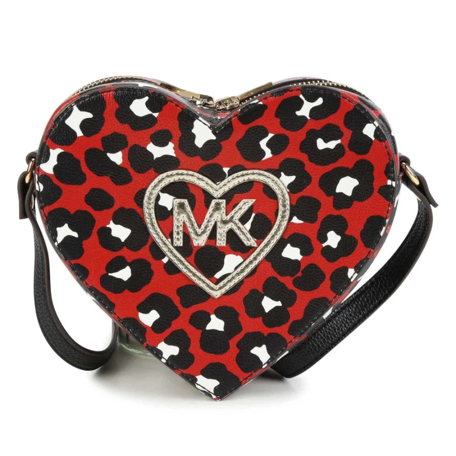 MICHAEL KORS Black Leopard Print Heart-Shaped Handbag for Women