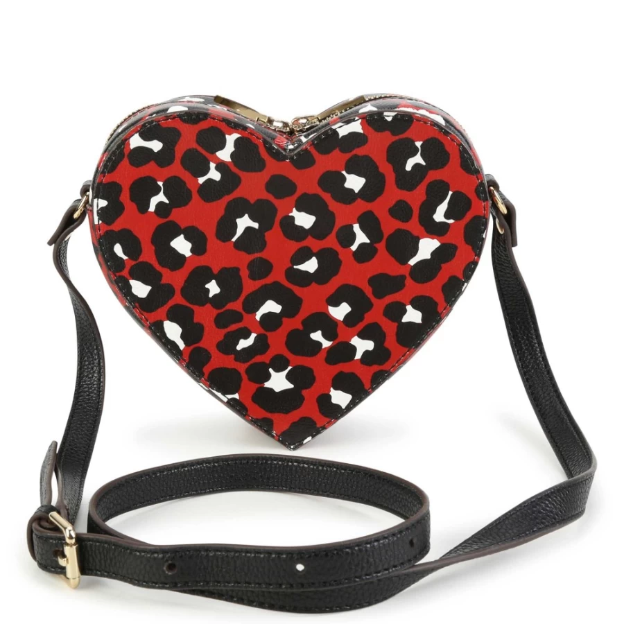 MICHAEL KORS Black Leopard Print Heart-Shaped Handbag for Women