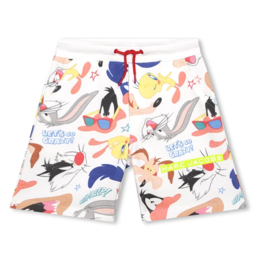 MARC JACOBS Girls' White Fleece Bermuda Jogging Shorts for Comfort & Style