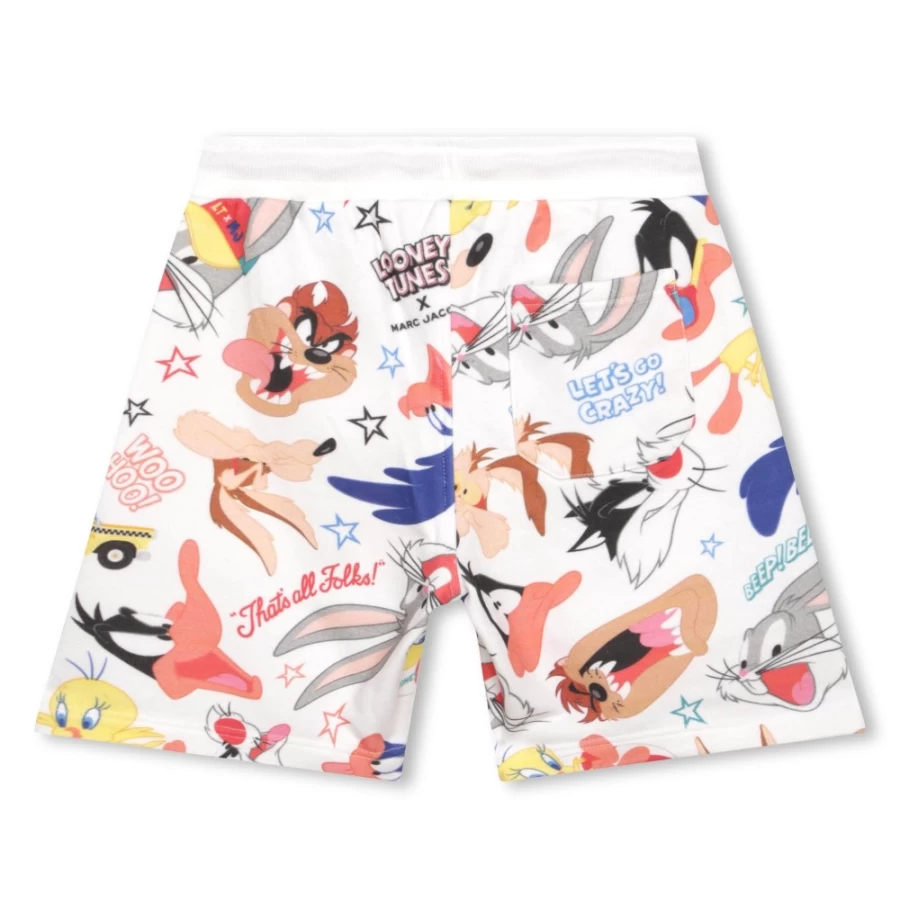 MARC JACOBS Girls' White Fleece Bermuda Jogging Shorts for Comfort & Style