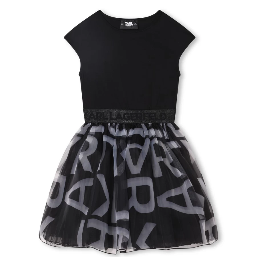 KARL LAGERFELD KIDS Girls Black & White Tutu-Inspired Formal Dress for Special Occasions